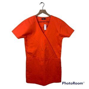 Kate Spade Saturday Orange V-Neck Dress Size 0 NWT Pockets Lined Short Sleeve